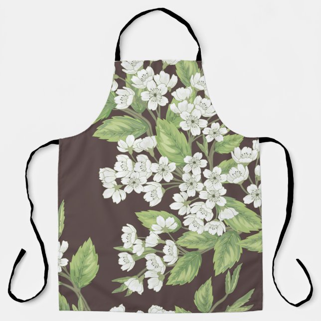 Tablier Beau motif de printemps sans soudure avec ramifica (Recto)