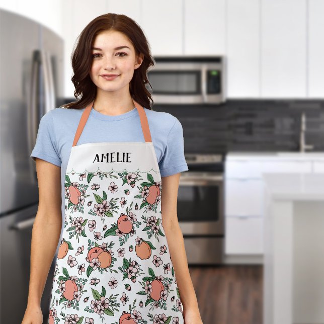 Tablier Beau Motif Peach Avec Votre Nom (Créateur téléchargé)