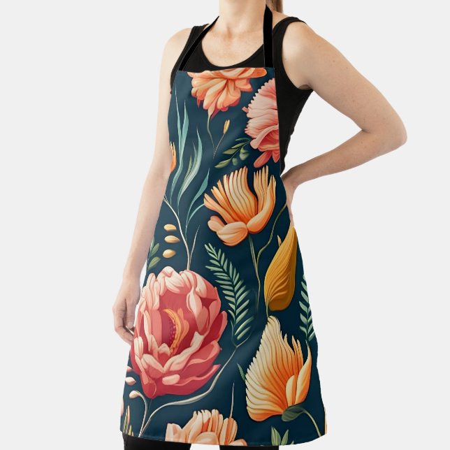 Tablier Beau Motif rose, orange et rouge (Insitu)