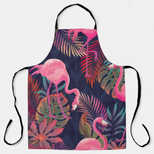 Tablier Beau motif tropical transparent avec flamme rose