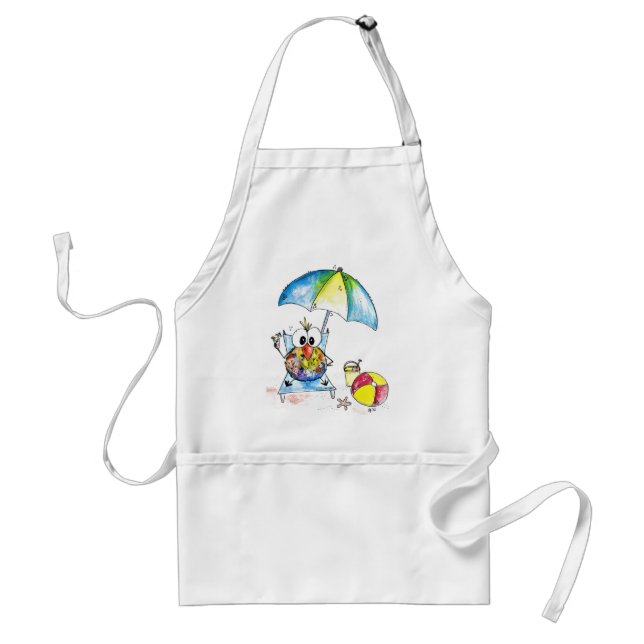 Tablier Beau Oiseau Whimsical sur la plage (Devant)