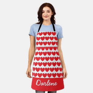 Tablier Beaucoup de Coeurs, Rouge & Blanc