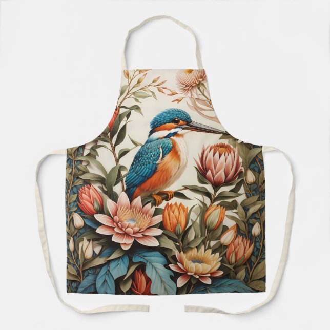 Tablier Beautiful Kingfisher and Protea Flowers (Recto)