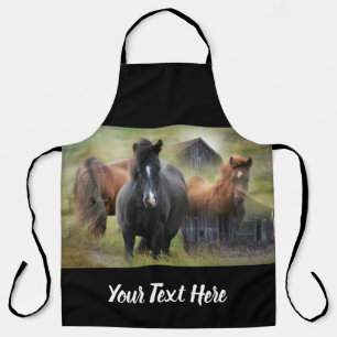 Tablier Beaux chevaux et grange rustique