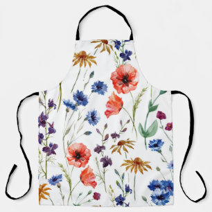 Tablier Beaux fleurs sauvages, aquarelle, pavot, fleur de