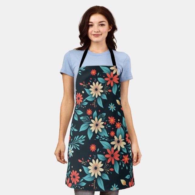 Tablier Beaux motifs floraux de fleurs (Porté)