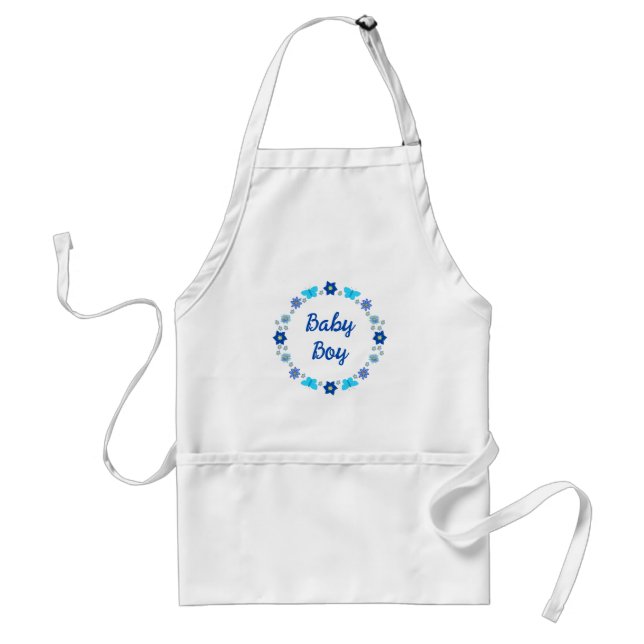 Tablier Bébé bleu Papillons et fleurs personnalisés (Devant)