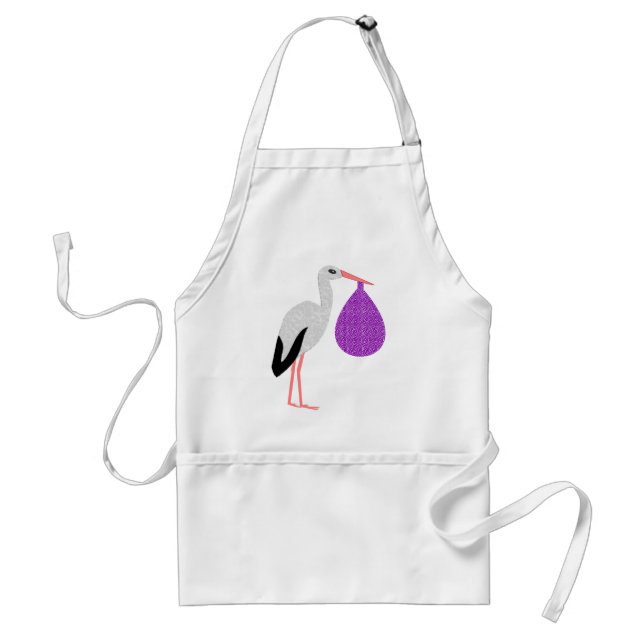 Tablier Bébé Cigogne genre neutre Violet (Devant)