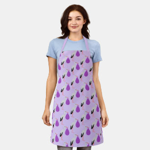 Tablier Bébé cigogne motif violet genre neutre