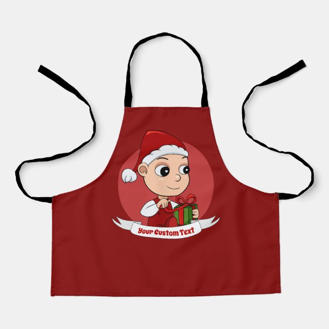 Tablier Bébé de Noël mignon avec cadeau et casquette Père  (Recto)