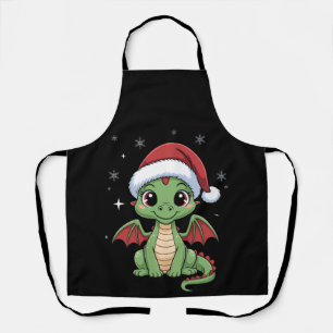 Tablier Bébé dragon de Noël Chapeau de Père Noël Flocons d