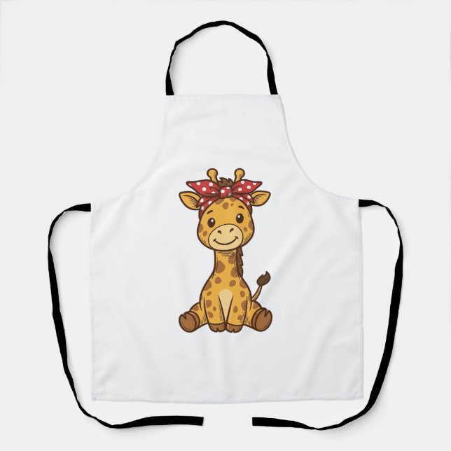 Tablier Bébé girafe mignon avec noeud papillon design vect (Recto)