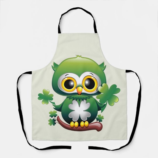 Tablier Bébé Hibou Mignon St Patrick Dessin Animé (Recto)