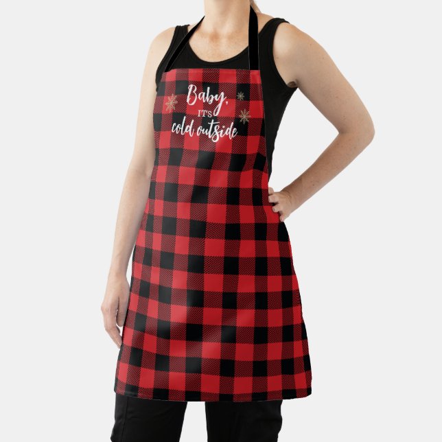Tablier Bébé Il fait froid dehors Rouge Plaid (Insitu)
