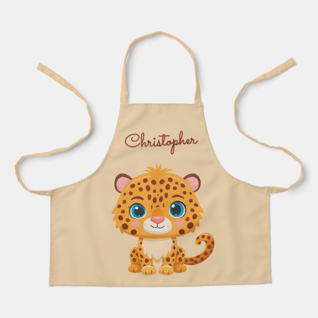 Tablier Bébé Léopard Mignon Animaux de Safari Enfants (Recto)