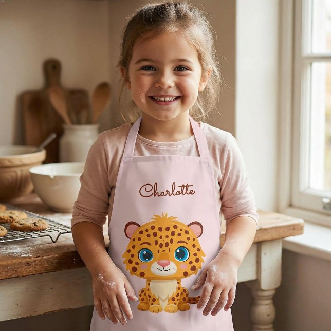 Tablier Bébé Léopard Mignon Animaux de Safari Enfants (Créateur téléchargé)
