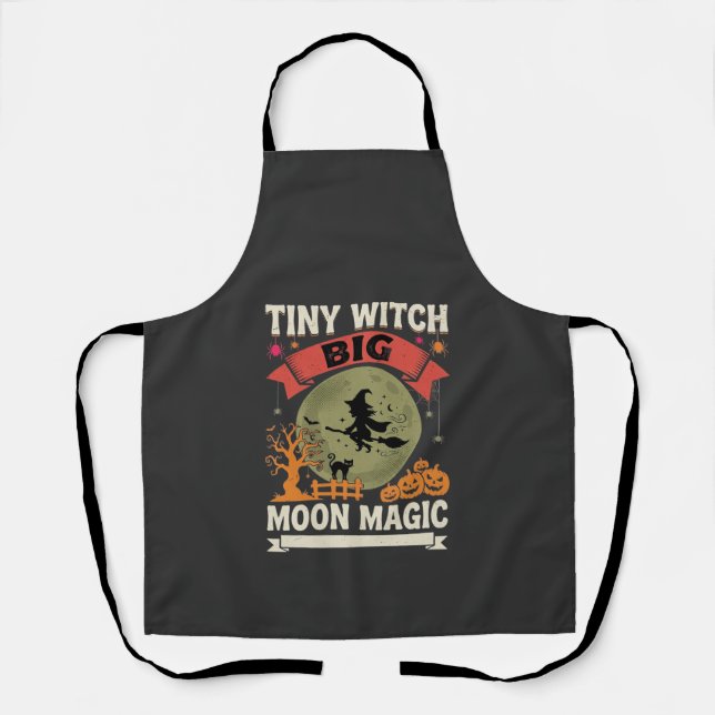 Tablier Bébé Sorcière Lune Magie Halloween (Recto)
