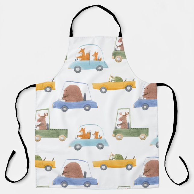 Tablier Bébés : motif d'aquarelle dessiné à la main. (Recto)