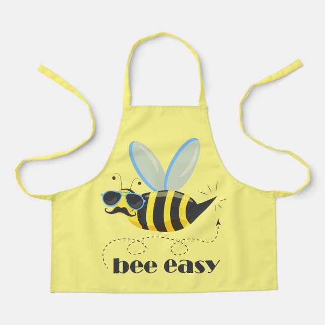 Tablier Bee caractère avec mustache lunettes de soleil Bee (Recto)