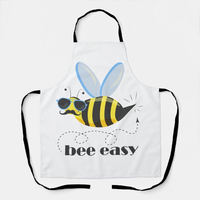 Tablier Bee caractère avec mustache lunettes de soleil Bee (Recto)