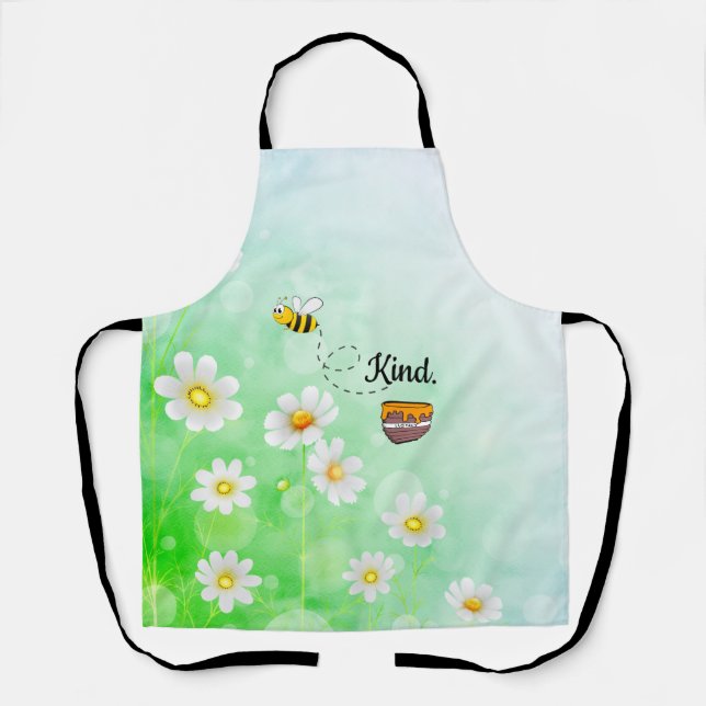 Tablier Bee kind honey floral green insect (Recto)