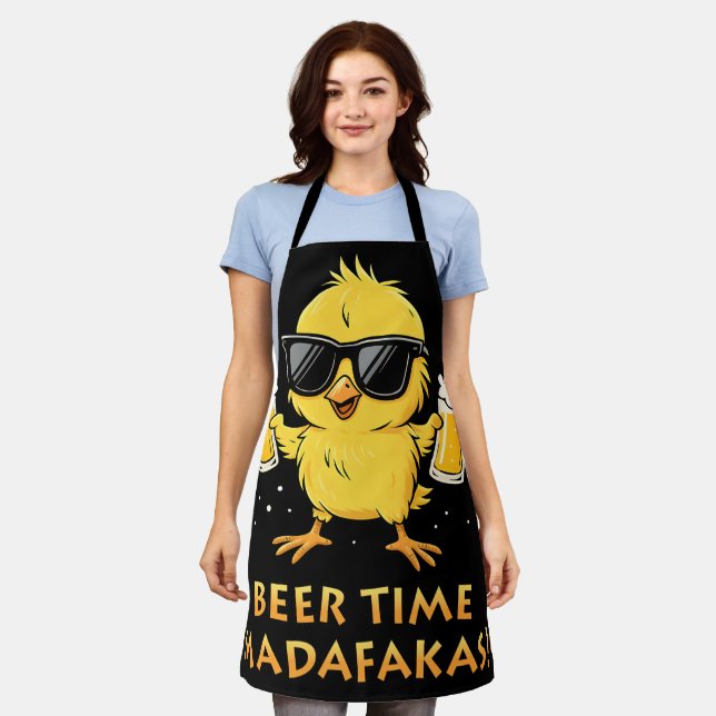 Tablier Beer Time Madafakas Drôle Mème Duck Goose Retro (Porté)