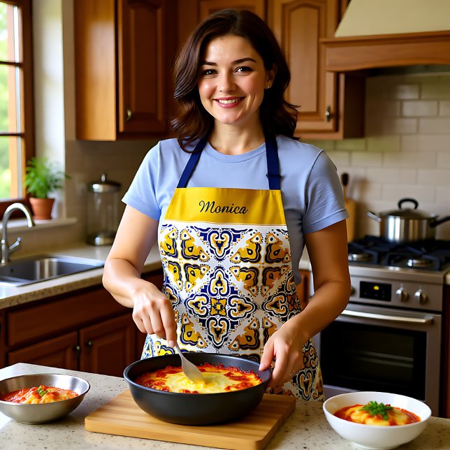 Tablier 💛 💙 🤍 Belle Azulejos bleu et jaune (💛💙🤍 Beautiful blue and yellow Azulejos Apron)