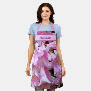 Tablier Belle Belladonna Amaryllis rose avec nom