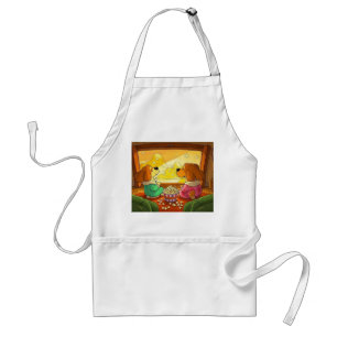 Tablier Belle caricature chiens pop-corn et film