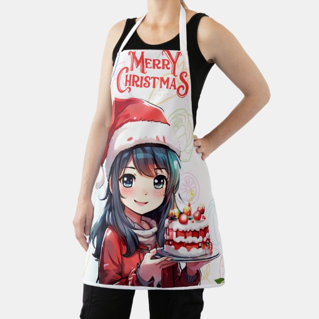 Tablier Belle fille d'Aprons dans la polka rouge noël (Insitu)