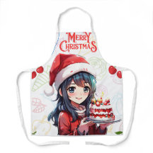 Belle fille d'Aprons dans la polka rouge noël