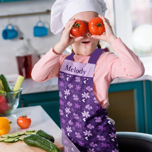 Tablier Belle Flore Violet Fleur Faisée Personnalisée Enfa