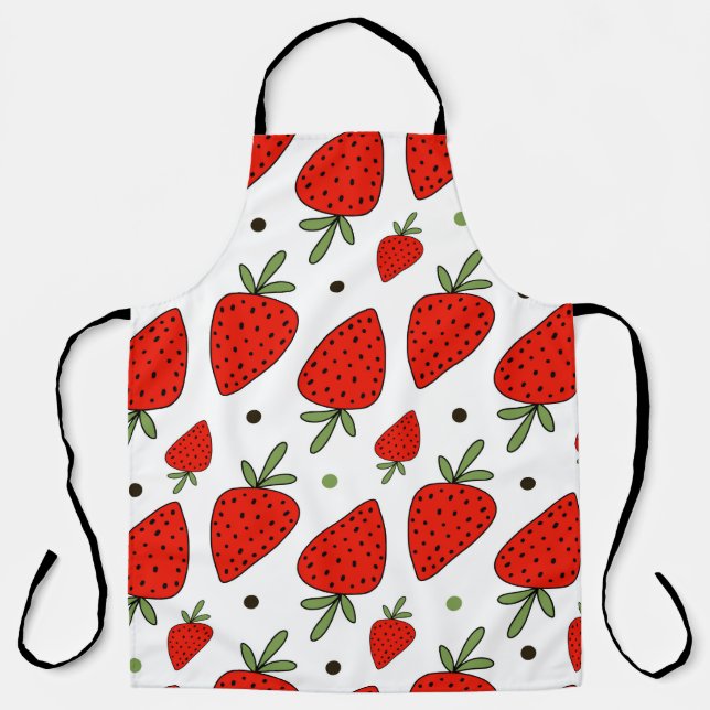 Tablier Belle fraises rouges motif sans soudure (Recto)