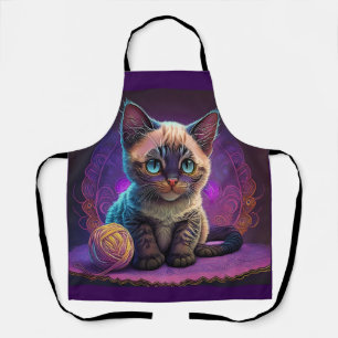 Tablier Belle Jeune Kitty Avec Balle En Fil