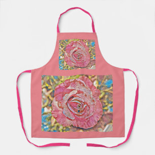 Tablier Belle rose rose rose rose toute-dessus Print Apron