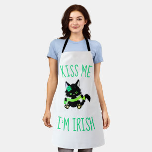 Tablier Belle St. Patrick's Kiss Me Je suis Irlandais Chat