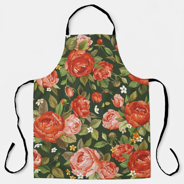 Tablier Belles fleurs de pivoine sans couture motif (Recto)
