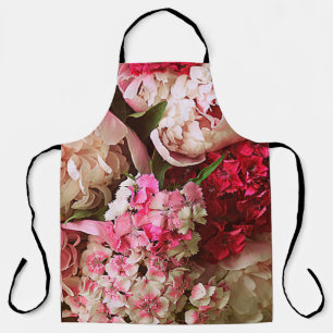 Tablier Belles fleurs d'été. Bouquet de pivoine rose et