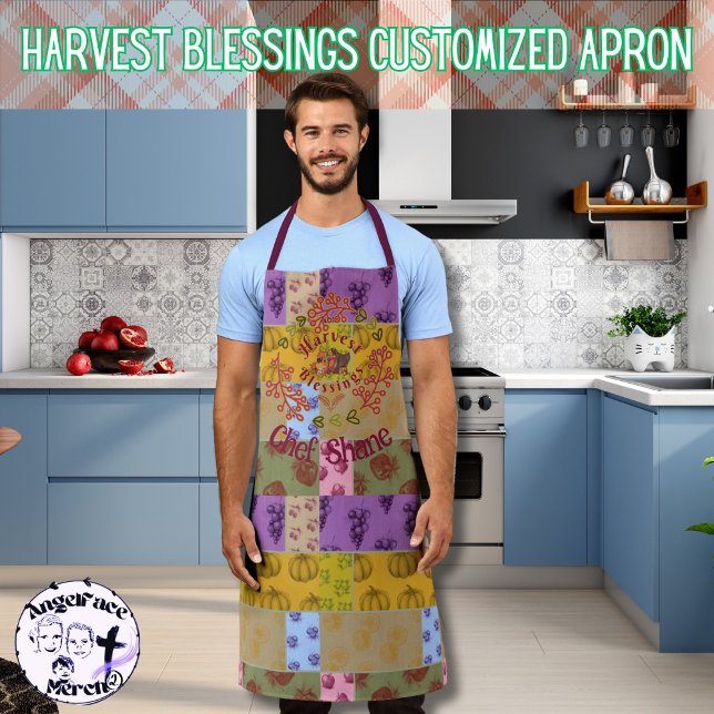Tablier Bénédictions de récolte customisées Automne Vintag (Add warmth and charm as you cook or do crafts in your new customized Harvest Blessings vintage apron)