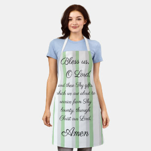 Tablier Bénissez-nous O Lord Green Grey Apron