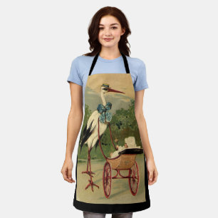Tablier Berceau et Cigogne de style victorien vintage