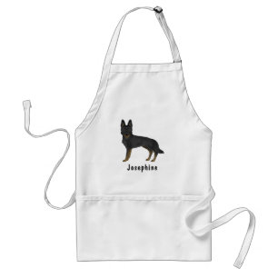 Tablier Berger Allemand Bi-Noir Chien Mignon Avec Nom Pers