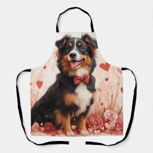Tablier Berger Australien avec des Roses - Saint-Valentin