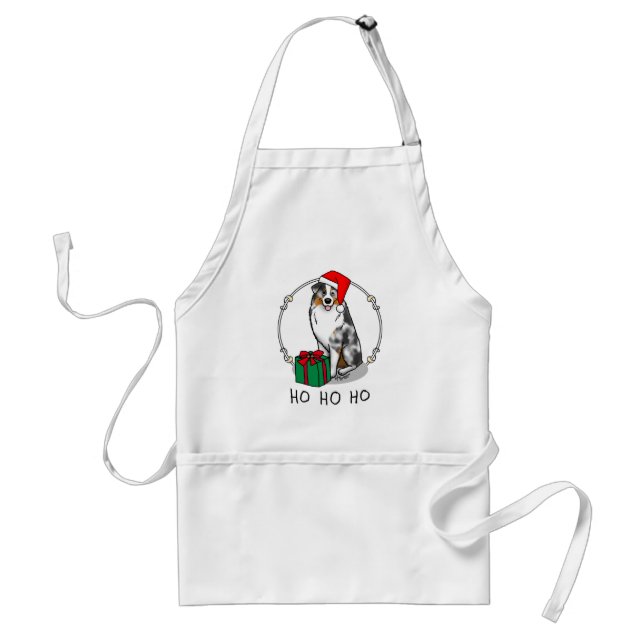 Tablier Berger australien de Noël (bleu merle tan/w 1) (Devant)