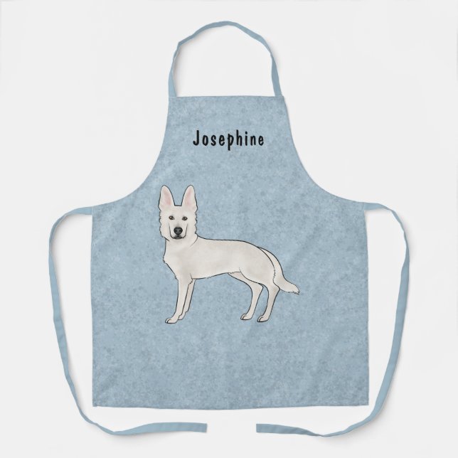 Tablier Berger Blanc Suisse Blanc GSD Chien Mignon Avec No (Recto)