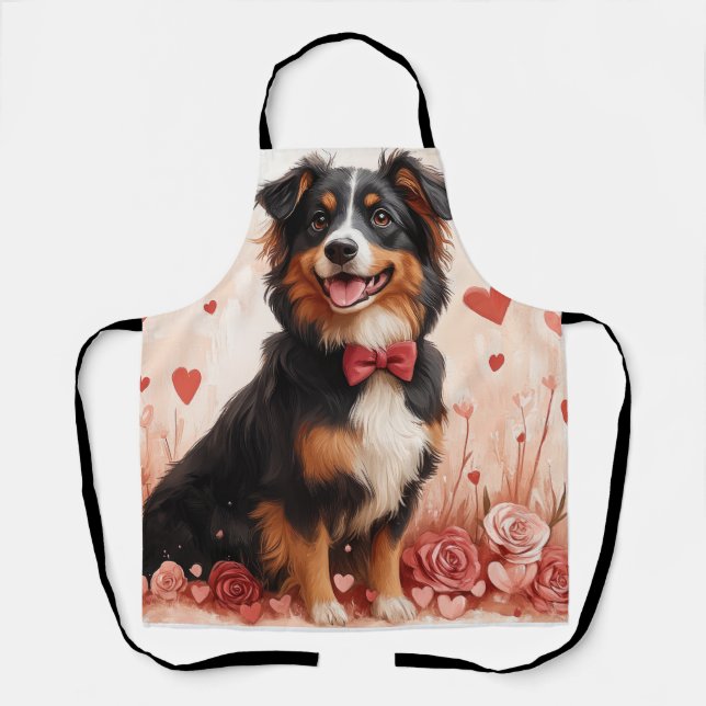 Tablier Bergère Australien avec des Roses - Saint-Valentin (Recto)