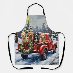 Tablier Bernedoodle Noël Camion Rouge Fêtes