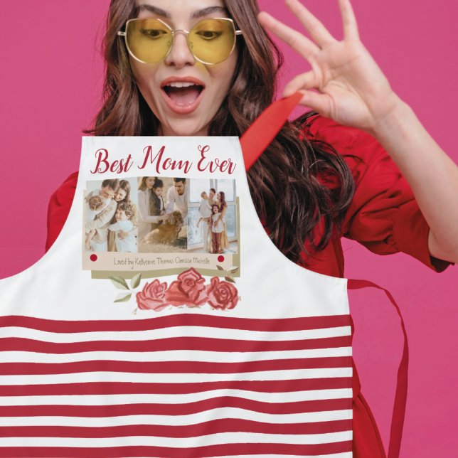 Tablier Best Mom Ever 3 Photo Collage de photos Fête des m (Créateur téléchargé)