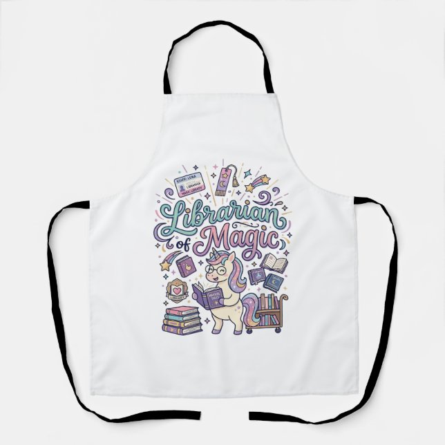 Tablier Bibliothécaire Licorne de Vêtements Imprimés Magiq (Recto)