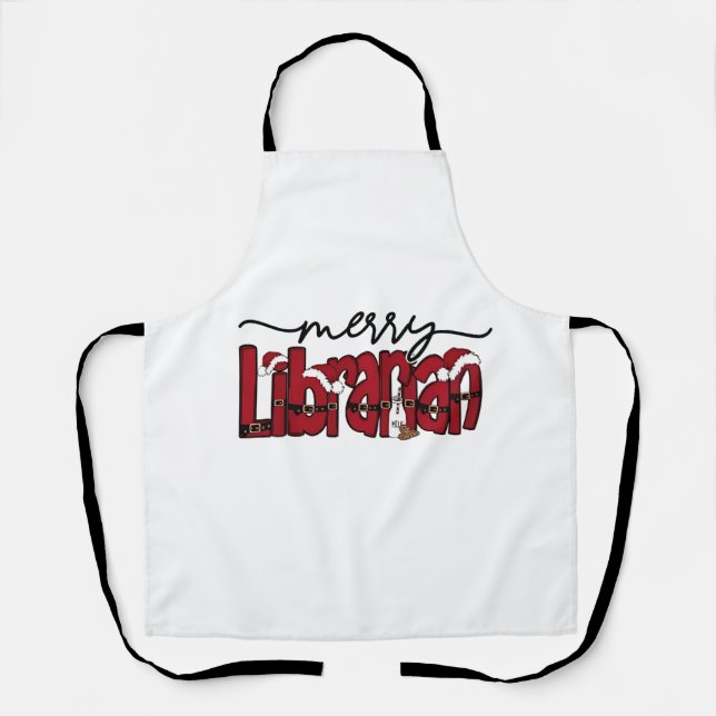 Tablier Bibliothèque Joyeuse Librairie de Noël Lover (Recto)